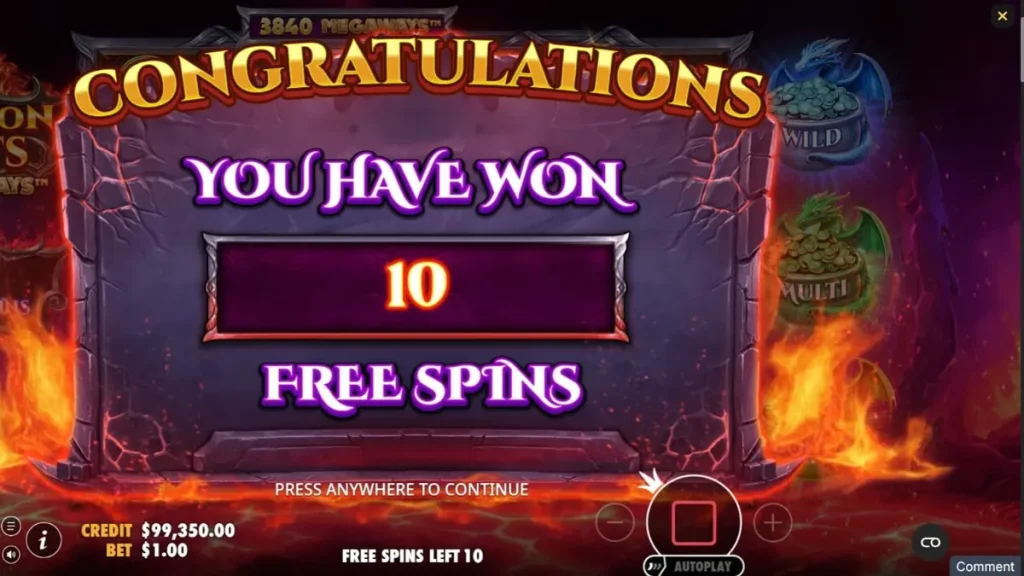 Visual slot Dragon Pots Megaways dengan tema naga dan kuali ajaib