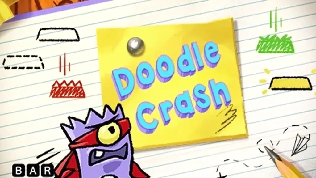 Tampilan antarmuka permainan slot Doodle Crash yang menarik dan modern